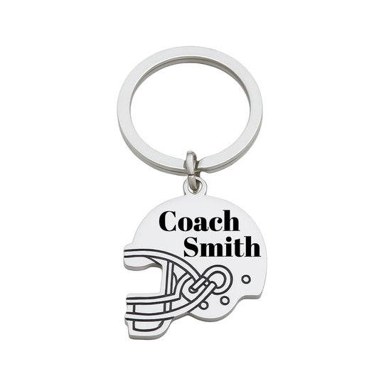 Personalized Engraved Football Coach Keychain - Helmet