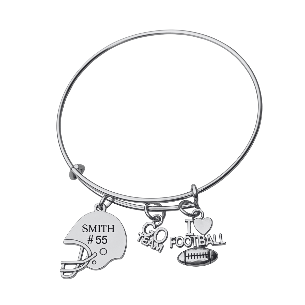 Personalized Engraved Football Mom Bangle Bracelet