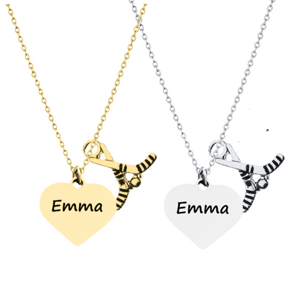 Personalized Engraved Heart  Ice Hockey Necklace