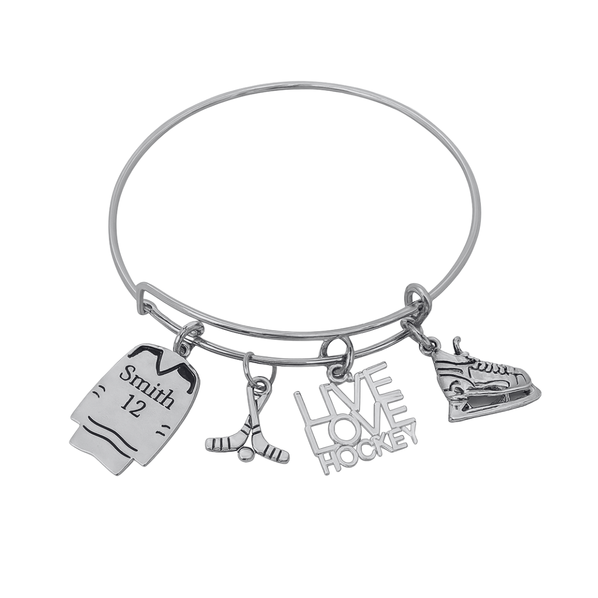 Personalized Engraved Ice Hockey Bangle Bracelet