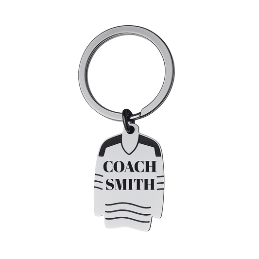 Personalized Engraved Ice Hockey Coach Jersey Keychain