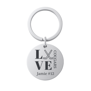 Personalized Engraved Ice Hockey Keychain