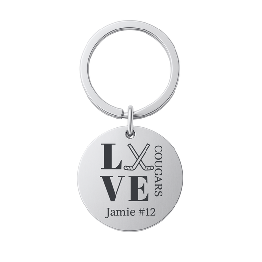 Personalized Engraved Ice Hockey Keychain