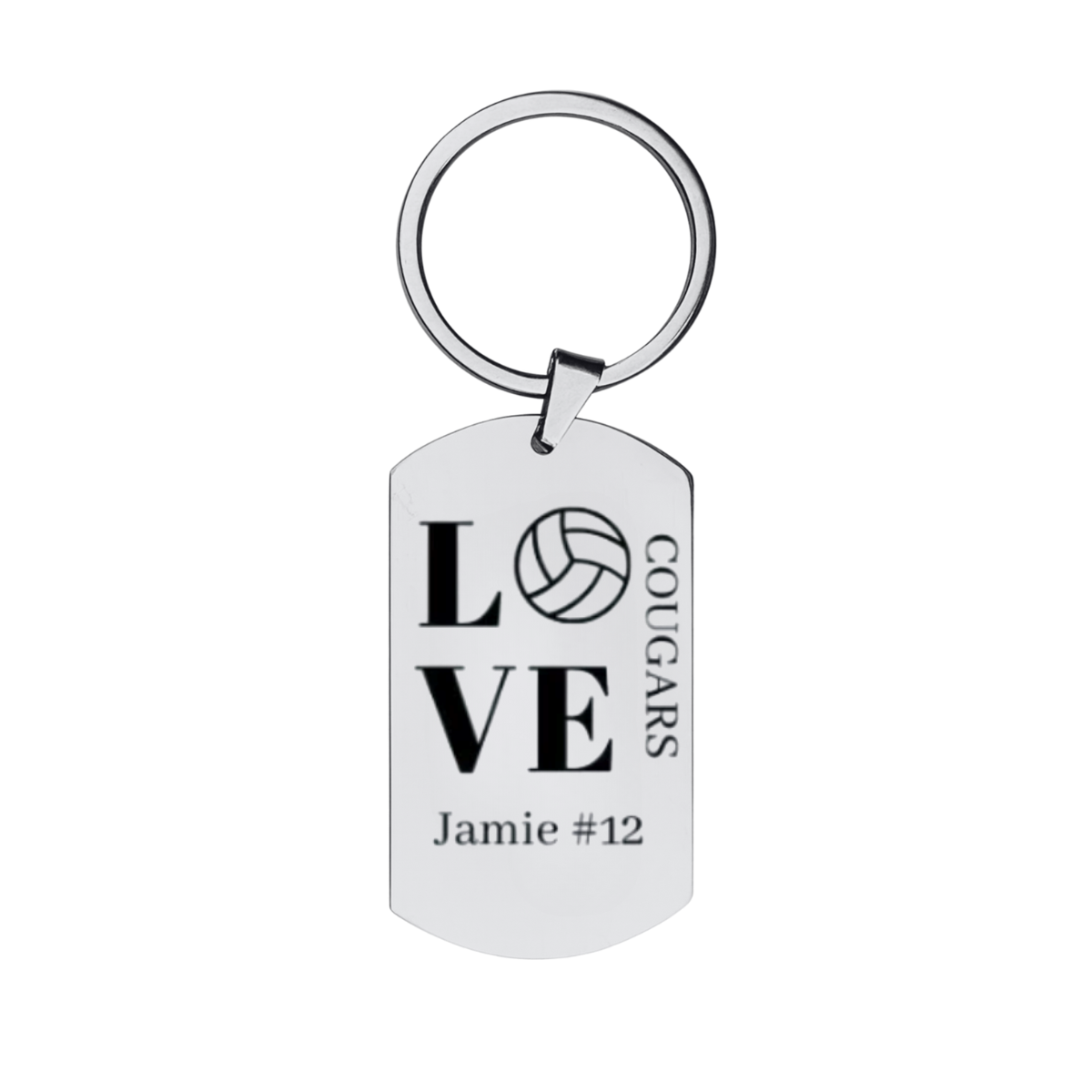 Personalized  Engraved Love Volleyball Keychain
