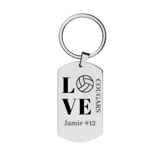 Personalized  Engraved Love Volleyball Keychain