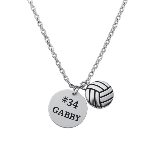 Personalized Engraved Volleyball Charm Necklace