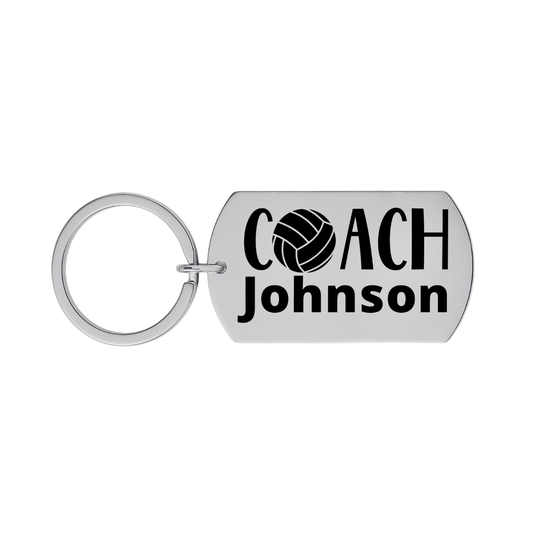 Personalized Engraved Volleyball Coach Keychain