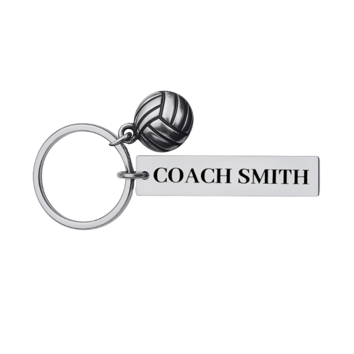 Personalized Engraved Volleyball Coach Keychain with a Ball Charm