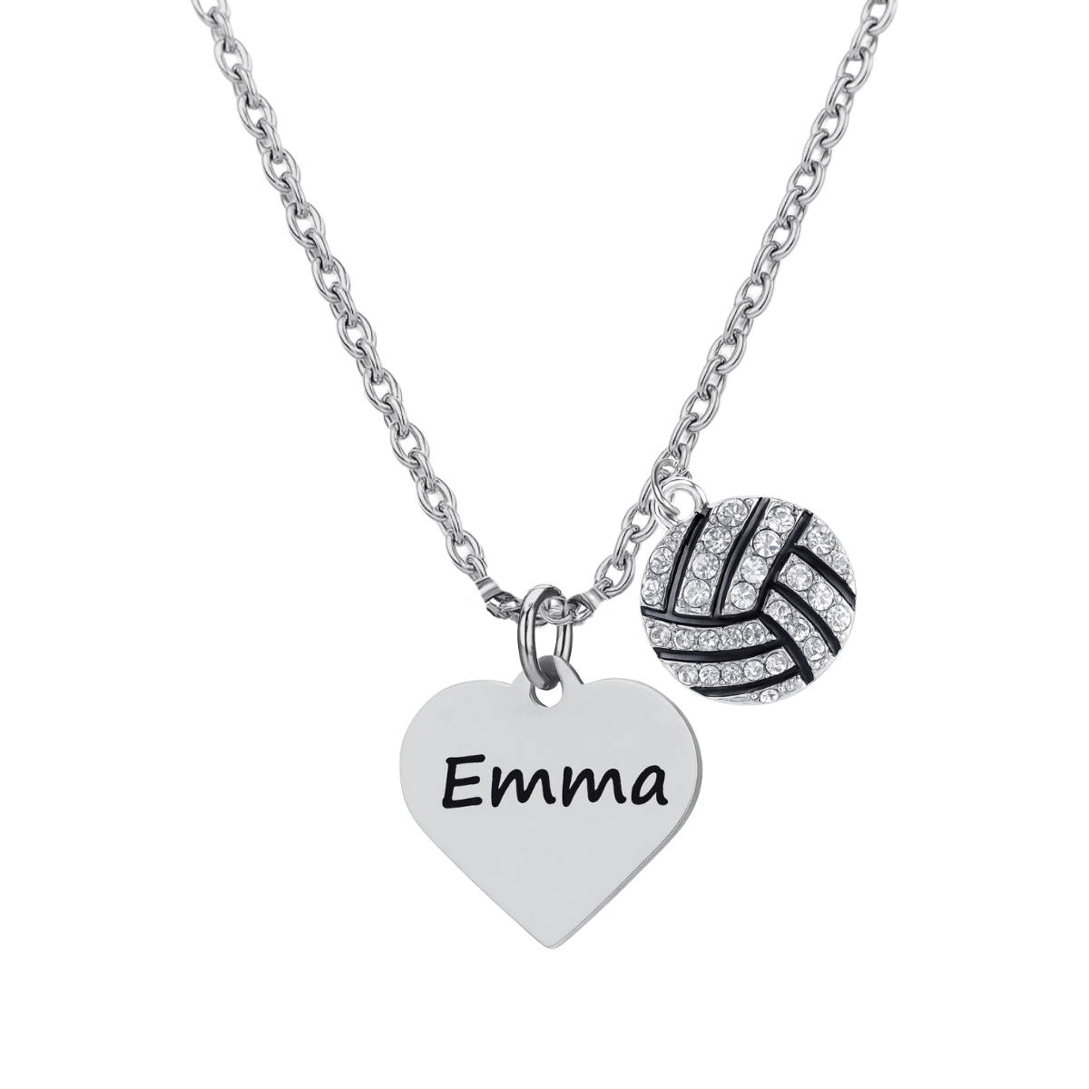 Personalized Engraved Volleyball Heart Necklace
