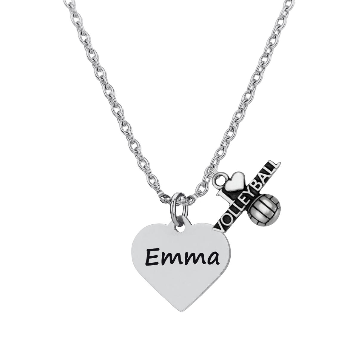 Personalized Engraved Volleyball Heart Necklace
