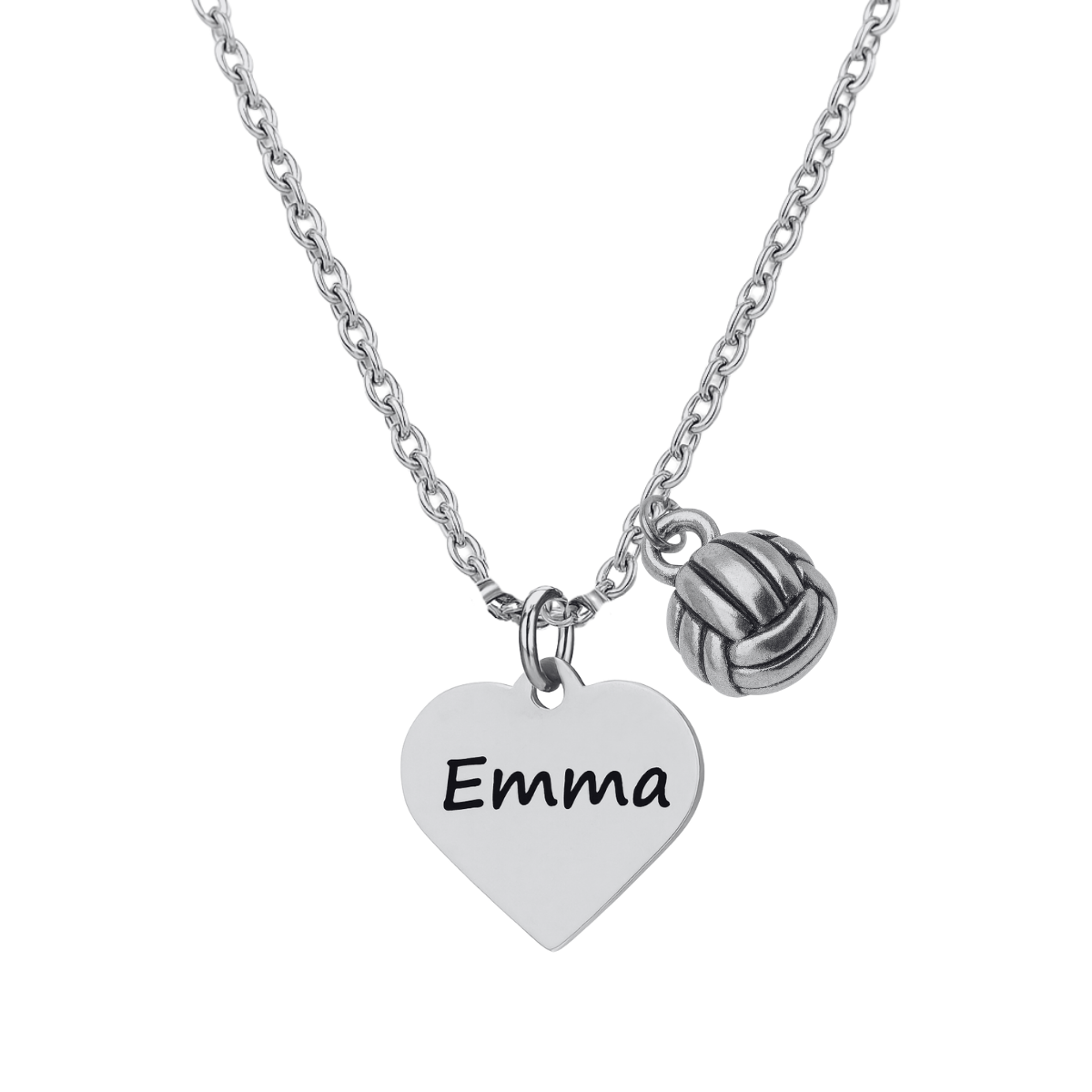 Personalized Engraved Volleyball Heart Necklace