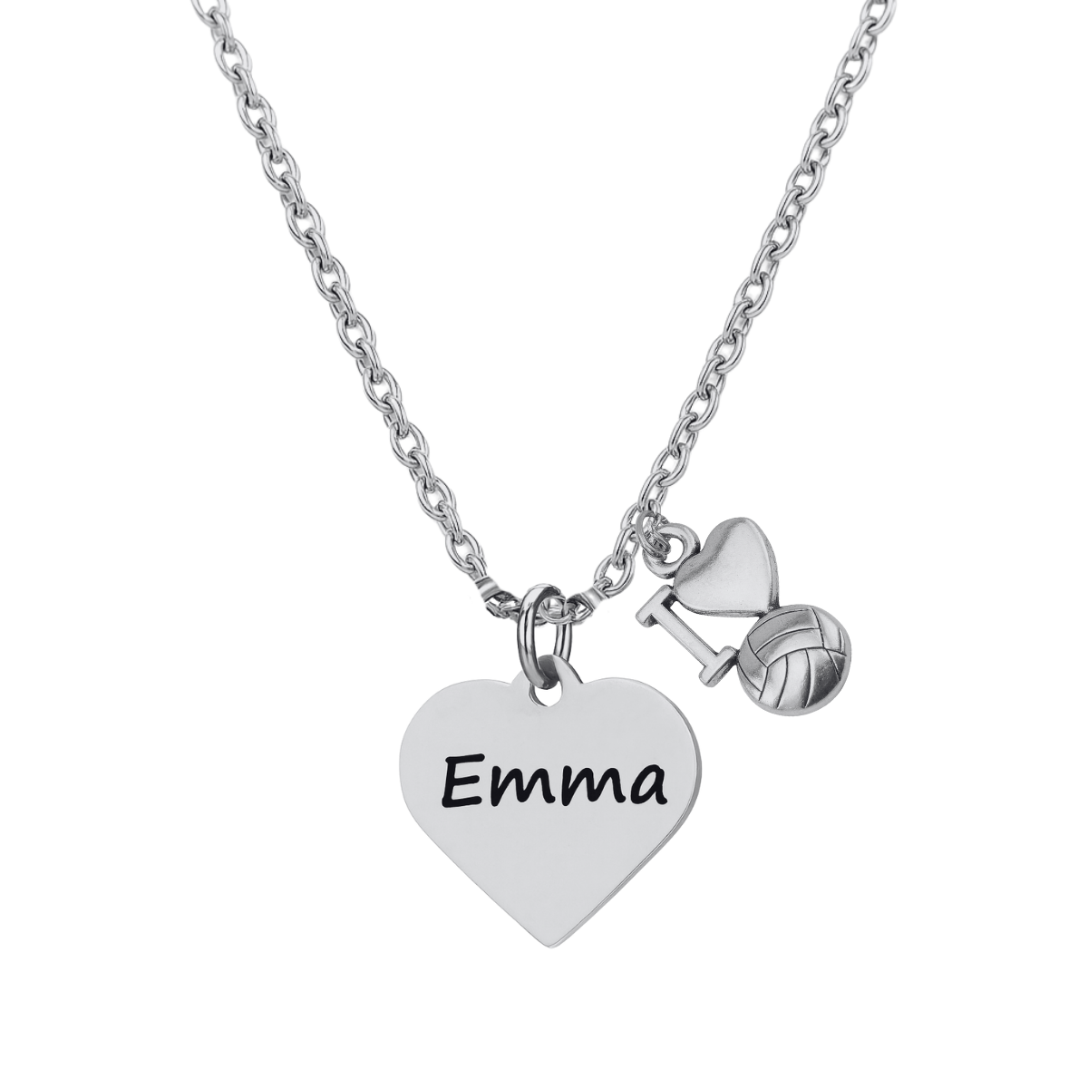 Personalized Engraved Volleyball Heart Necklace