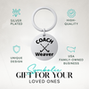 Custom coach keychain with engraved field hockey design in gift-ready packaging