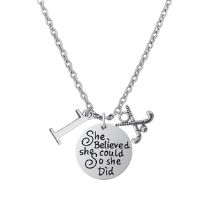 Personalized Field Hockey Necklace - She Believed She Could So She Did