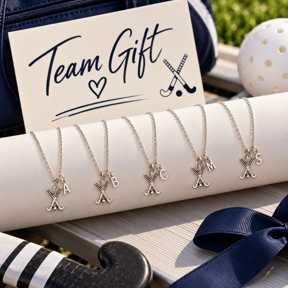 Personalized Field Hockey Stick Necklace with Letter Charm
