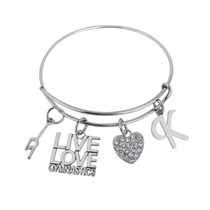 Personalized Gymnastics Live Love Bangle Bracelet