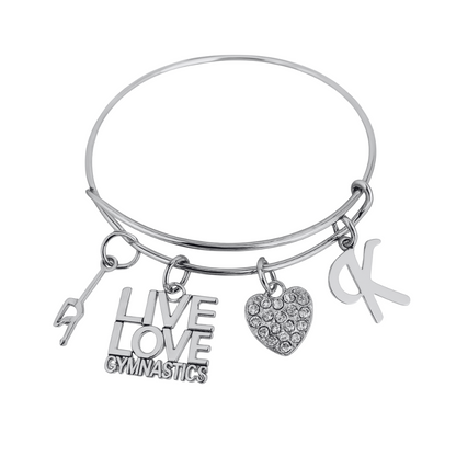 Personalized Gymnastics Live Love Bangle Bracelet