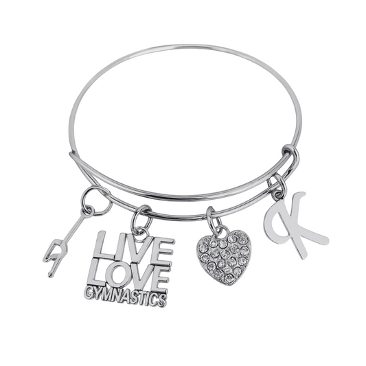 Personalized Gymnastics Live Love Bangle Bracelet
