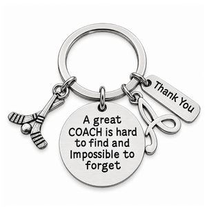 Personalized Ice Hockey Coach Keychain, Great Coach is Hard to Find Coach Keychain