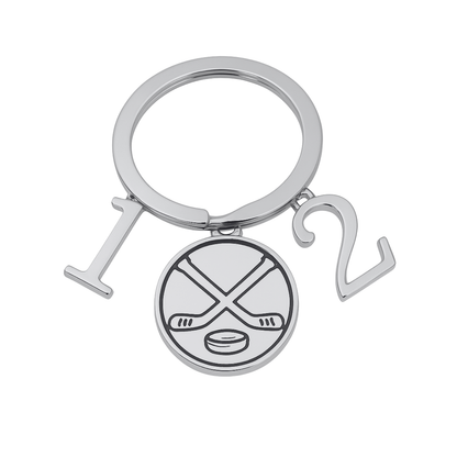Personalized Ice Hockey Sticks & Puck Keychain