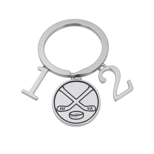 Personalized Ice Hockey Sticks & Puck Keychain