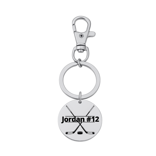 Personalized Ice Hockey Zipperpull Keychain