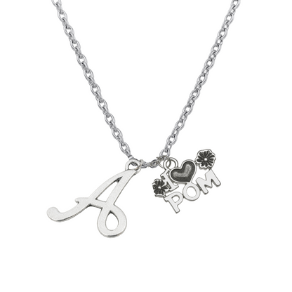 Personalized Pom Necklace with Letter Charm