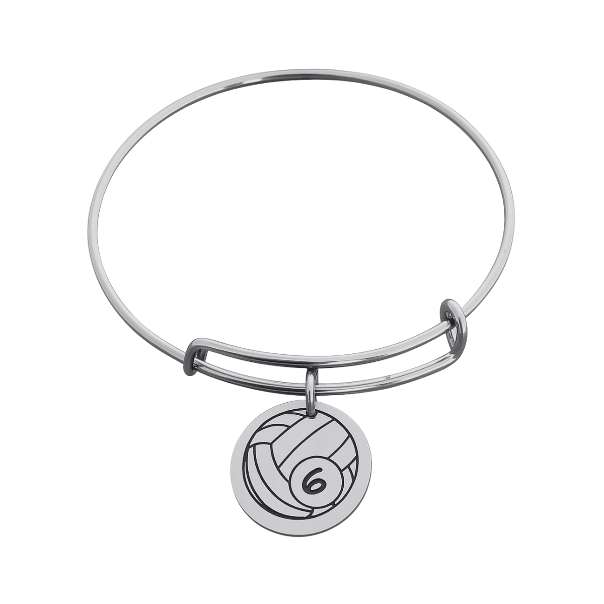 Personalized Stainless Steel Volleyball Bracelet with Engraved Charm