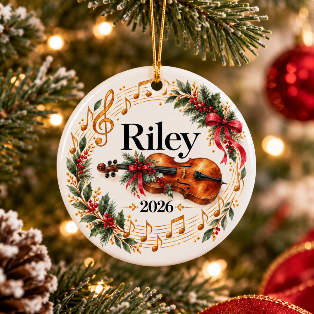 Personalized Violin Ornament 2026, Violin Player Christmas Ornament, Custom Name Music Gift