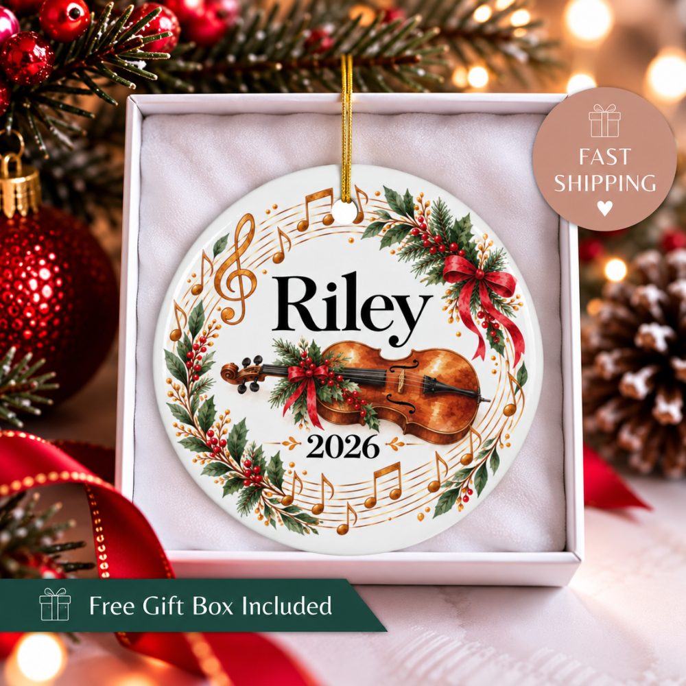 Personalized Violin Ornament 2026, Violin Player Christmas Ornament, Custom Name Music Gift