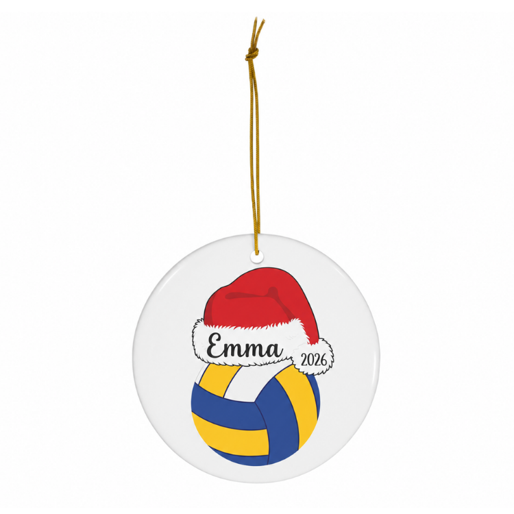 Personalized Volleyball Christmas Ornament - Christmas Hat