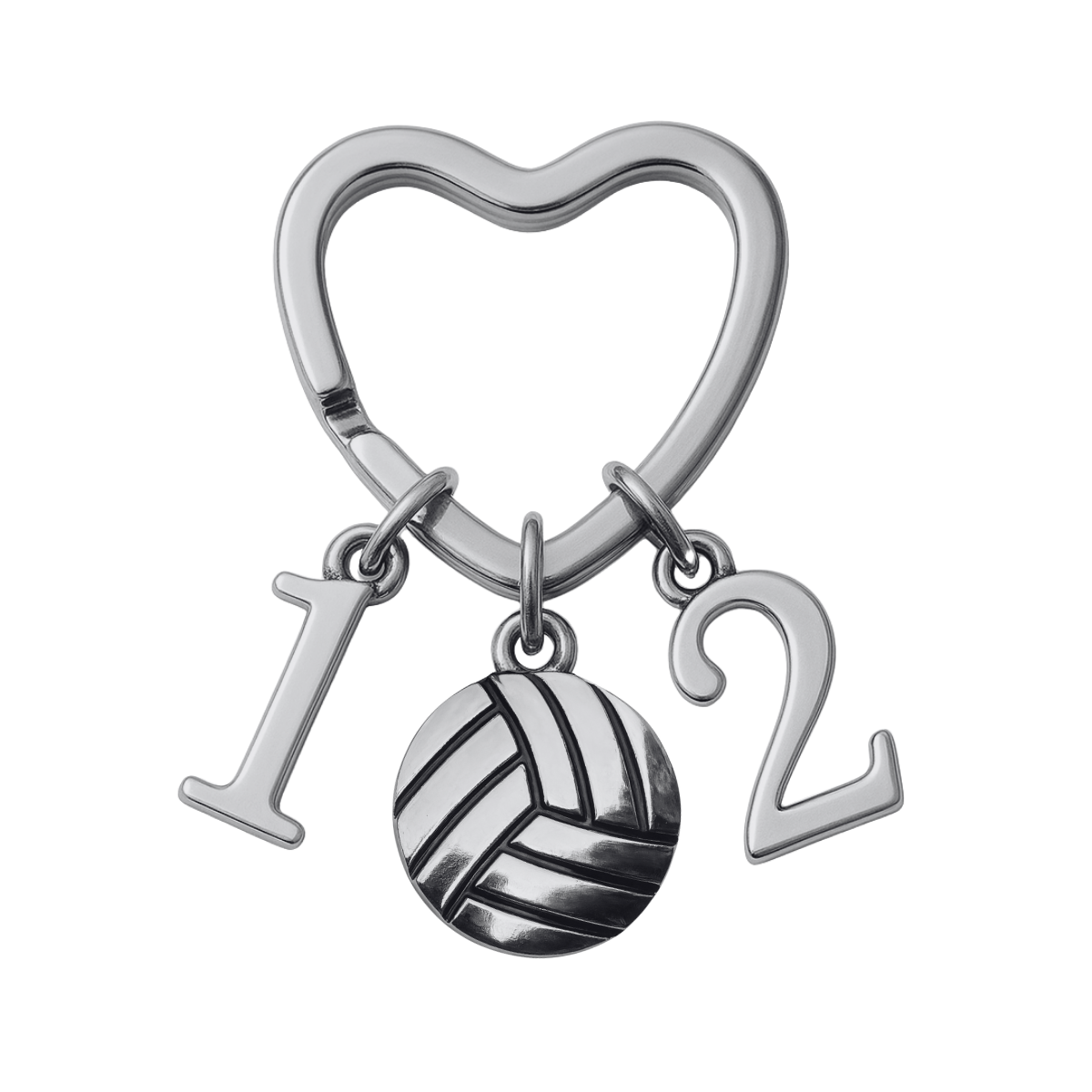 Personalized Volleyball Heart Keychain - Number Charms