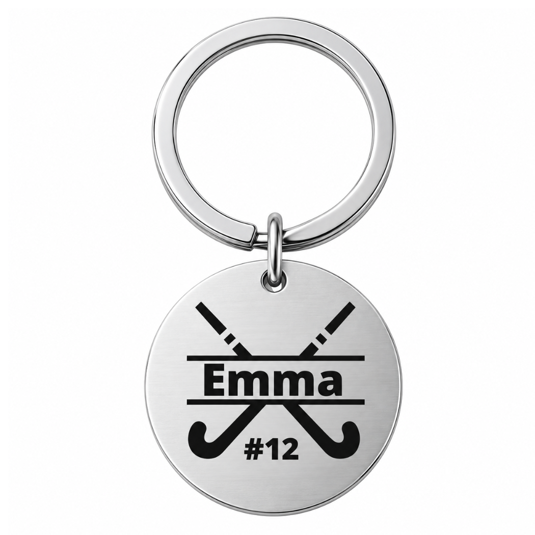 Personalized Field Hockey Stick Keychain