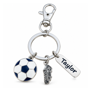 Soccer Zipper Pull with Engraved Charm