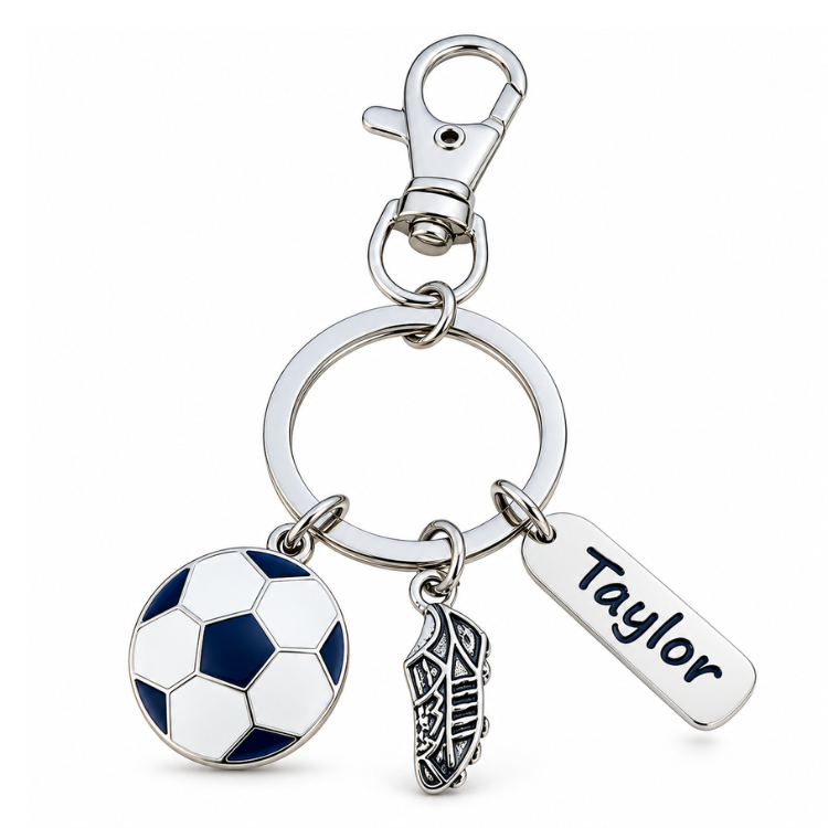 Soccer Zipper Pull with Engraved Charm