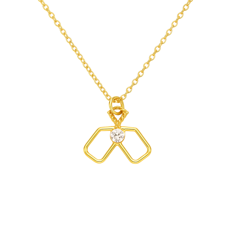 Pickleball Double Paddle Cz Charm Necklace