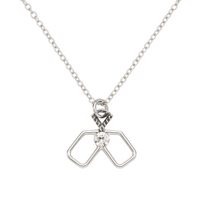 Pickleball Double Paddle Cz Charm Necklace