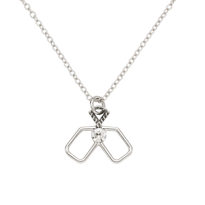 Pickleball Double Paddle Cz Charm Necklace