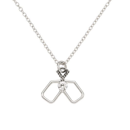 Pickleball Double Paddle Cz Charm Necklace