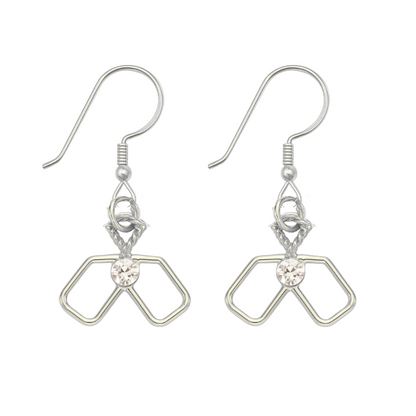 Pickleball Double Paddle Cz Earrings