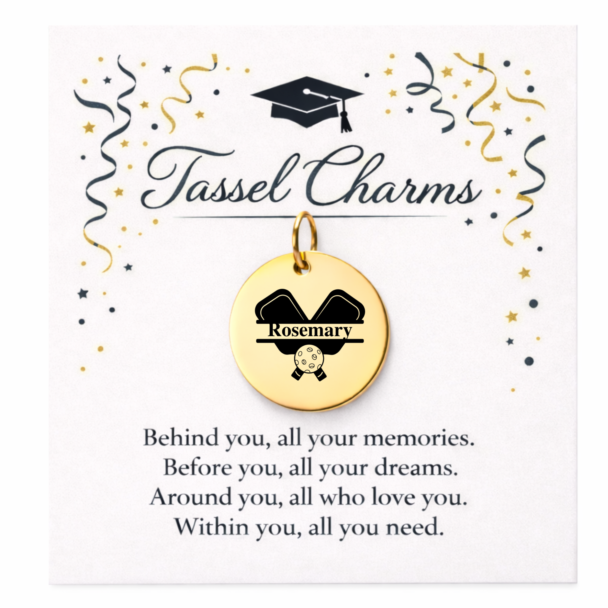 Pickleball Engraved Tassel Charm