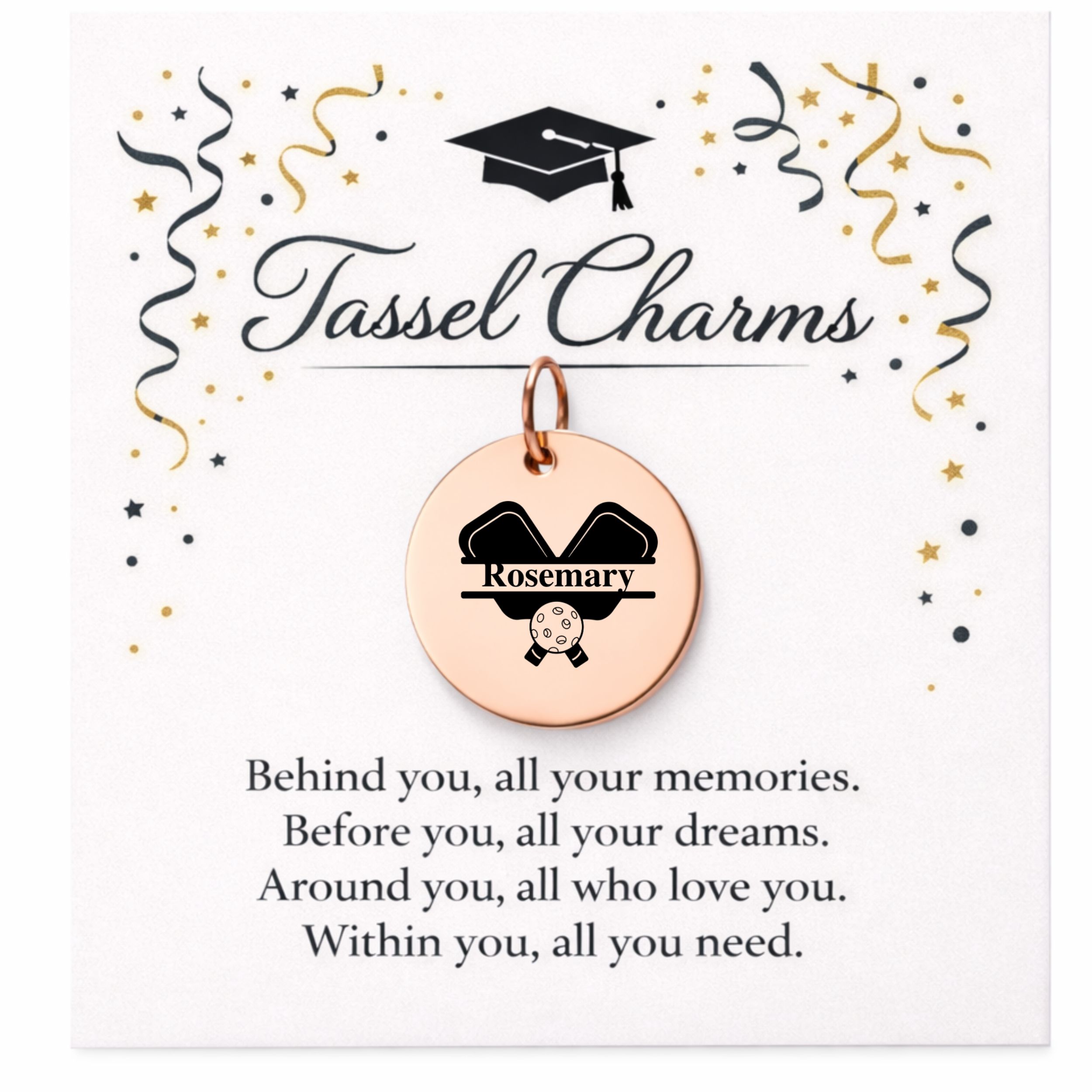 Pickleball Engraved Tassel Charm