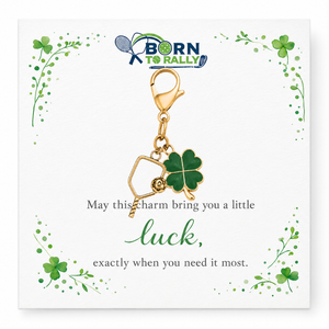 Sports Four Leaf Green Clover Lucky Clip on Charm - Gold