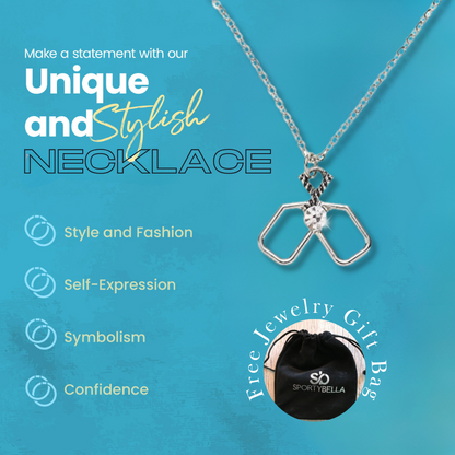 Pickleball Double Paddle Cz Charm Necklace