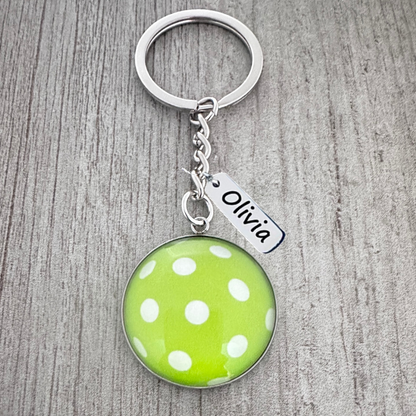 Personalized Green Pickleball Ball Keychain