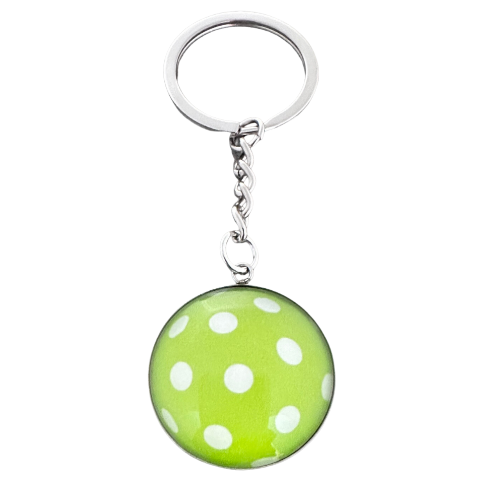 Green Pickleball Ball Keychain