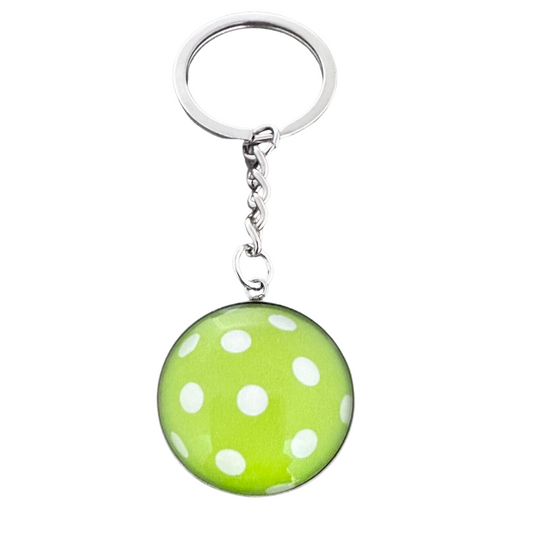 Green Pickleball Ball Keychain