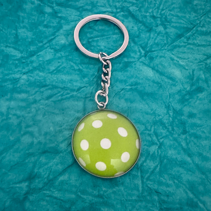 Green Pickleball Ball Keychain