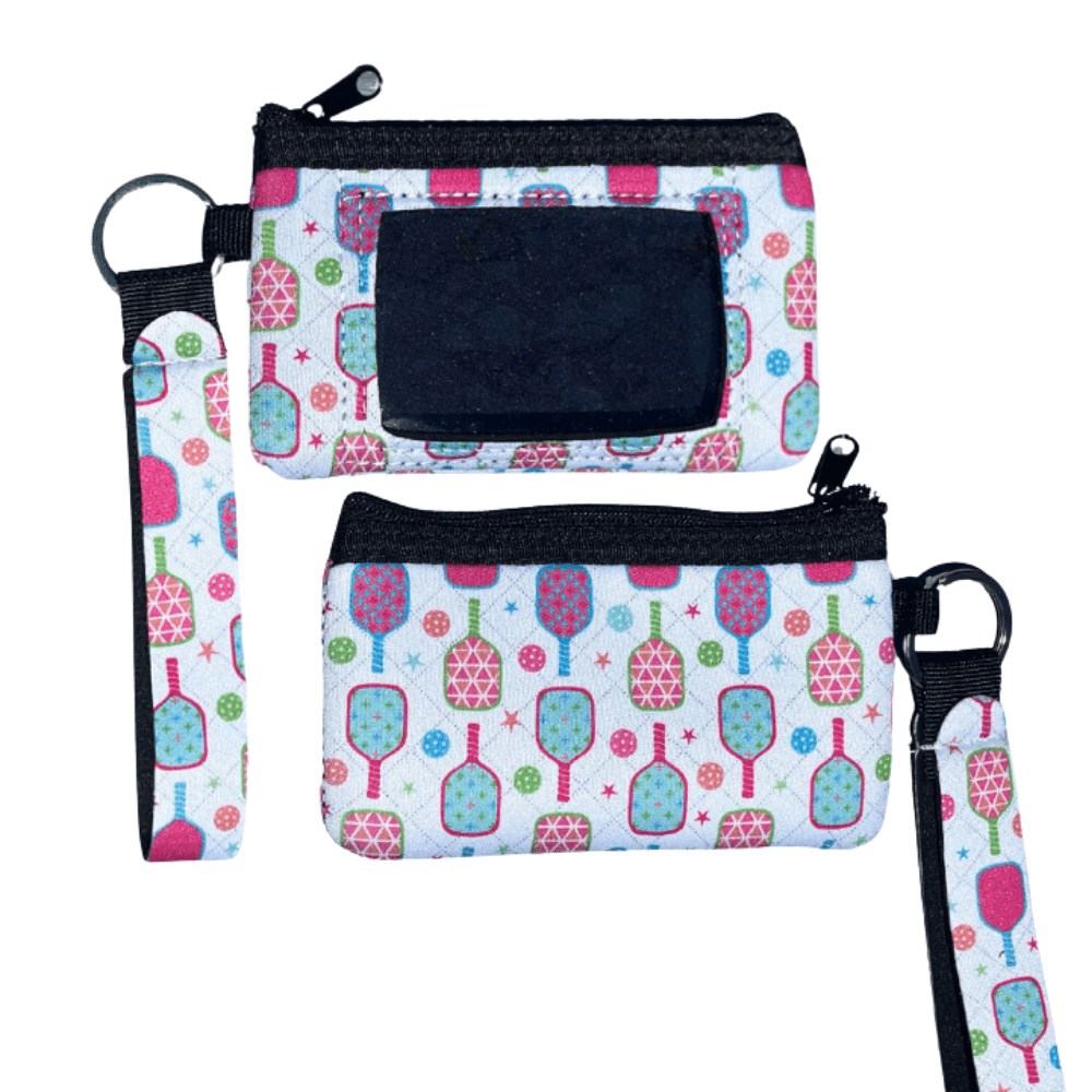 Pink Pickleball Credit Card Holder Zipper Wristlet
