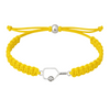 Bright yellow bracelet featuring a silver pickleball paddle charm
